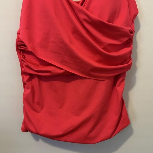 AquaShape Tankini Swimsuit Womens XL Red Draped Top High Waist Bottom Set - Picture 2 of 15